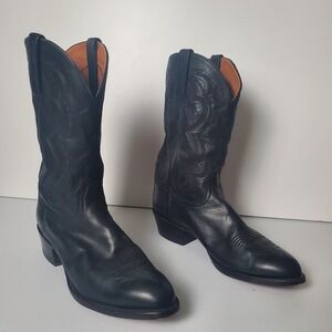 Lucchese 2000 Black Elk Leather  Western Boots Mens 10.5 EE T2000R4 Cowboy